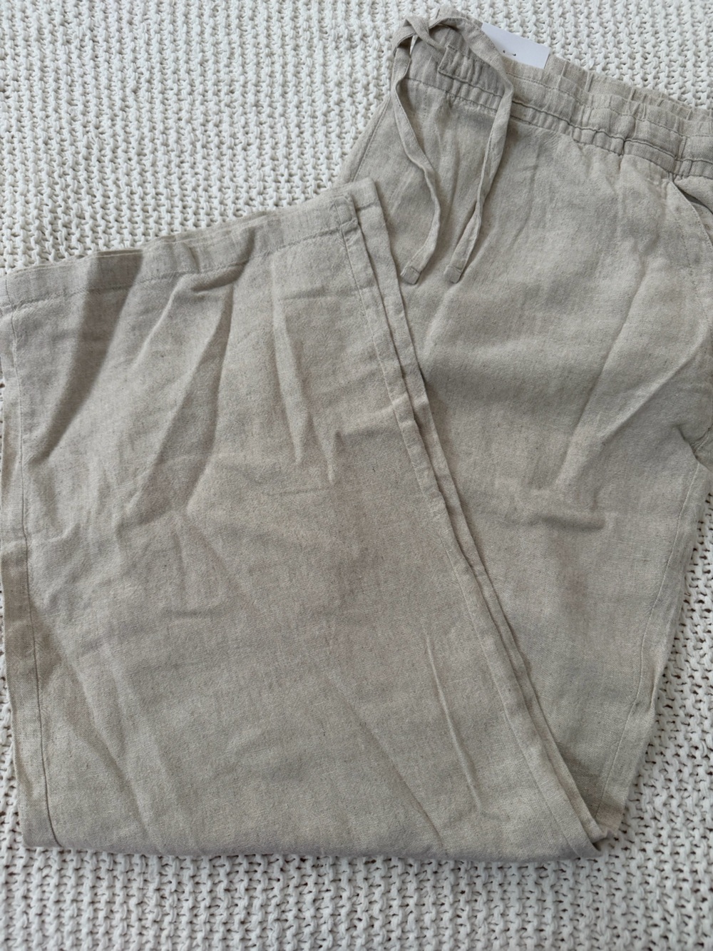 Old Navy Lightweight Linen-Blend Drawstring Pants in Beige NWT